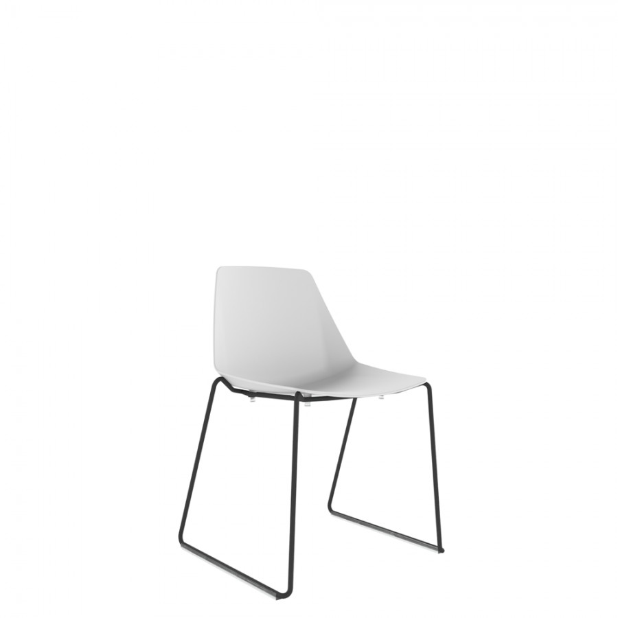 Polypropylene Shell Chair Black Steel Skid Frame